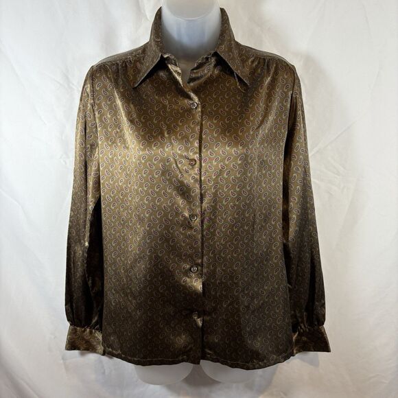 Breckenridge Women's Size 9 Blue Denim Embroidered Floral Button-Up Shirt - Picture 1 of 16